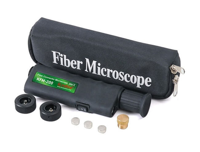 Which brand of optical fiber connector microscope is be